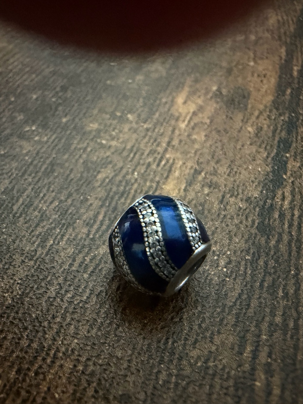 Pandora Blue Enamel Clear CZ Swirl Charm Sterling Silver 925 ALE